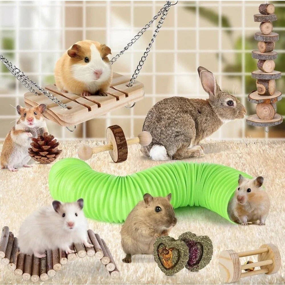 Hamster Toys Set, Guinea Pig Toys Small Animal Chewing & Play Toys 26 piece set